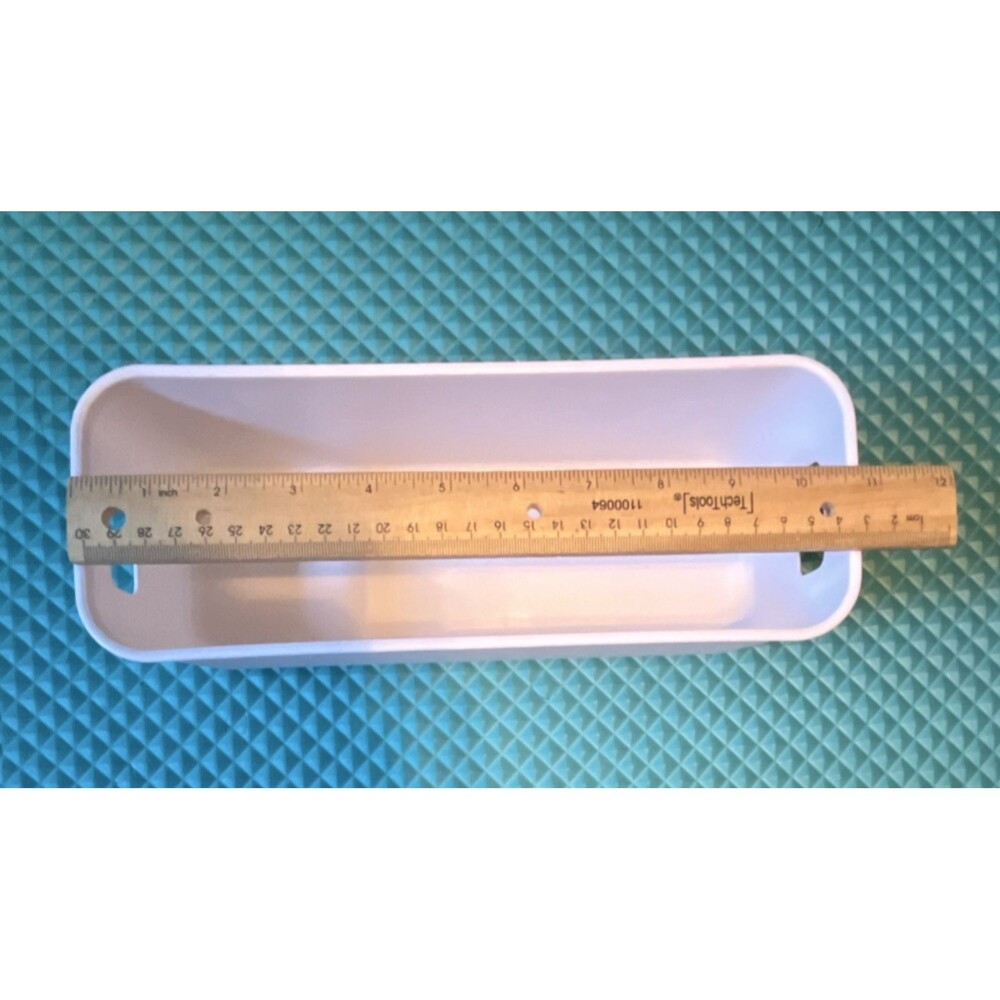 White Plastic Rectangular Storage Bin with Handles 11" x 4" x 3.5"
